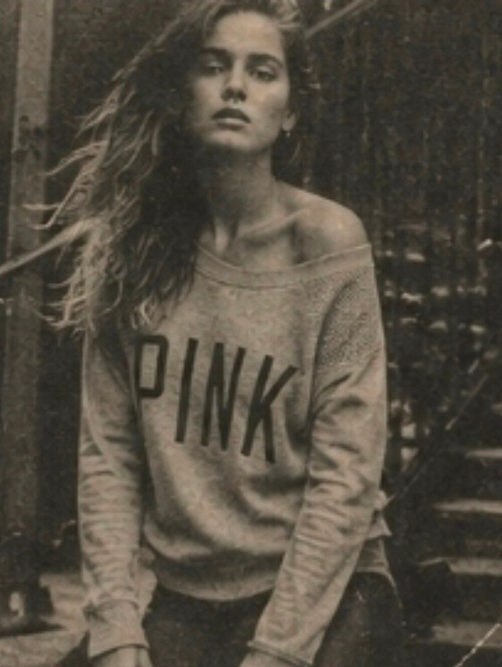 Victoria’s Secret Pink Archive Gray Mesh Panel Sweater Medium Rare Never Worn